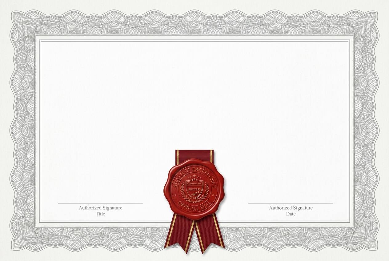 Classic Certificate of Completion with Ribbon Seal Template