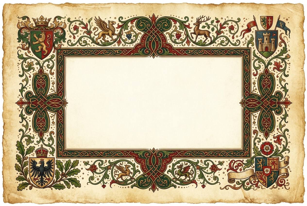 Vintage Illuminated Blackletter Manuscript Template